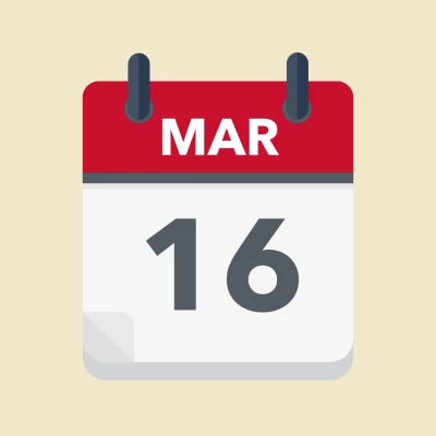 Calendar icon showing 16th March