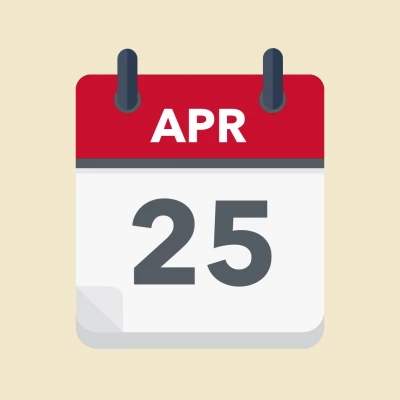 Calendar icon showing 25th April