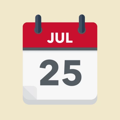 Calendar icon showing 25th July
