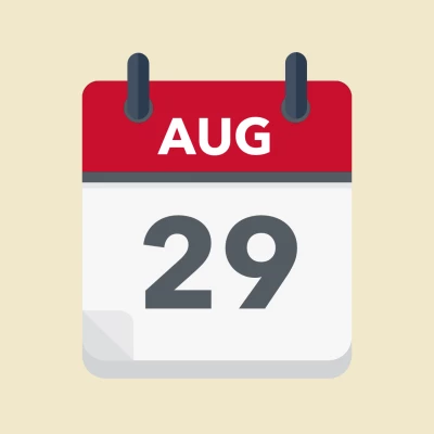 Calendar icon showing 29th August
